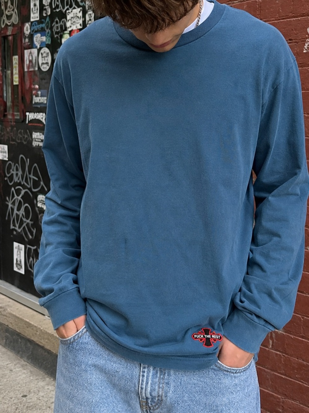 Supreme x Independent F The Rest Long Sleeve Tee Blue Men’s M Skate Streetwear